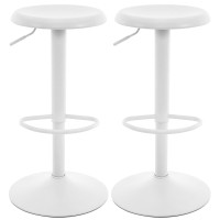 Brage Living Adjustable Bar Stools Set Of 2, Swivel Round Metal Airlift Barstools, Backless Counter Height Bar Chairs For Kitchen Dining Room Pub Cafe (White)