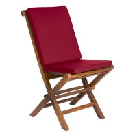 All Things Cedar Tf22-2-R 2-Piece Teak Folding Chair Set With Cushions, Red