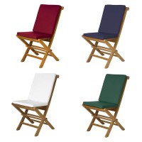 All Things Cedar Tf22-2-R 2-Piece Teak Folding Chair Set With Cushions, Red