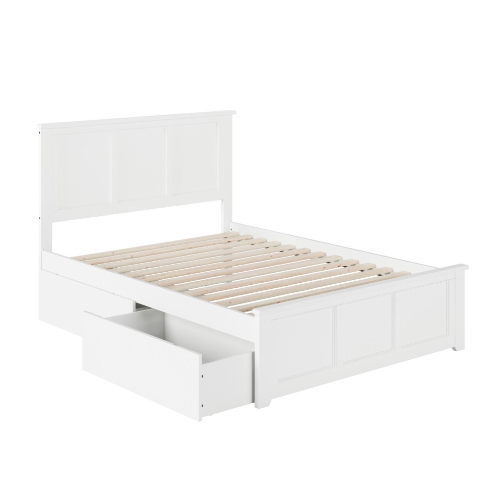 Madison Full Platform Bed with Matching Foot Board with 2 Urban Bed Drawers in White