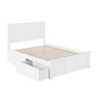 Madison Full Platform Bed with Matching Foot Board with 2 Urban Bed Drawers in White