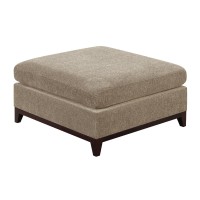 Fabric Cocktail Ottoman With Chamfered Feet, Gray