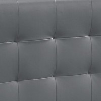 Twin Leatherette Bed With Checkered Tufted Headboard, Gray