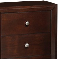 24 Inches 2 Drawer Wooden Nightstand With Metal Pulls, Brown