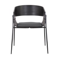 18.5 Inches Round Back Leatherette Dining Chair, Set Of 2, Black