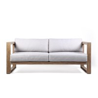 Wooden Frame Outdoor Sofa With Uv Resistant Cushions, Gray