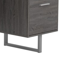 Wooden Office Desk With 1 Drawer And 1 Door Cabinet, Gray
