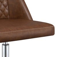 Leatherette Office Chair With Sloped Back And Diamond Stitching, Brown