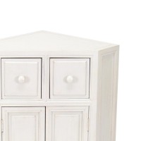 Wooden Corner Cabinet With 2 Drawers And 2 Doors, White