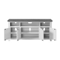 Tv Stand With 3 Cabinets And 3 Cubbies, White And Gray