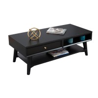 Coffee Table With 1 Drawer And Open Shelf, Black