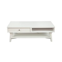 Coffee Table With 1 Drawer And Open Shelf, White