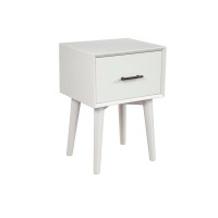 End Table With 1 Drawer And Angled Legs, White