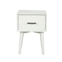 End Table With 1 Drawer And Angled Legs, White