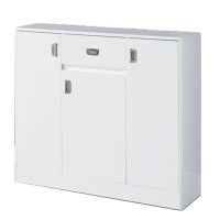 Server With 3 Door Storage And High Gloss, White