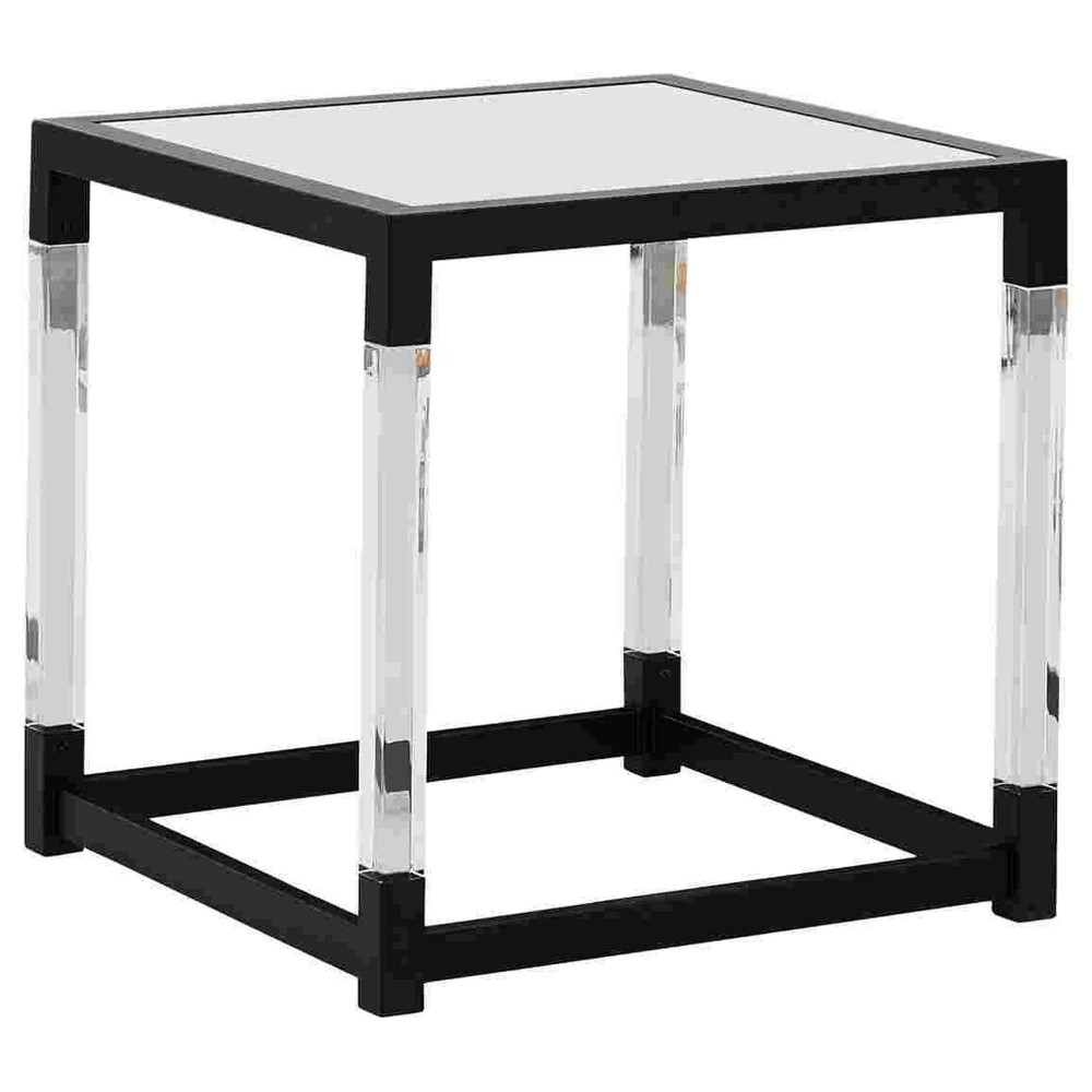 Square End Table With Acrylic Legs And Metal Base, Clear
