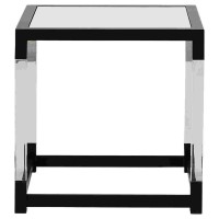 Square End Table With Acrylic Legs And Metal Base, Clear