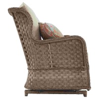 Outdoor Loveseat With Woven Wicker And Glider Base, Brown