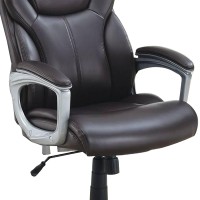 Office Chair With Adjustable Height And Casters, Brown And Silver