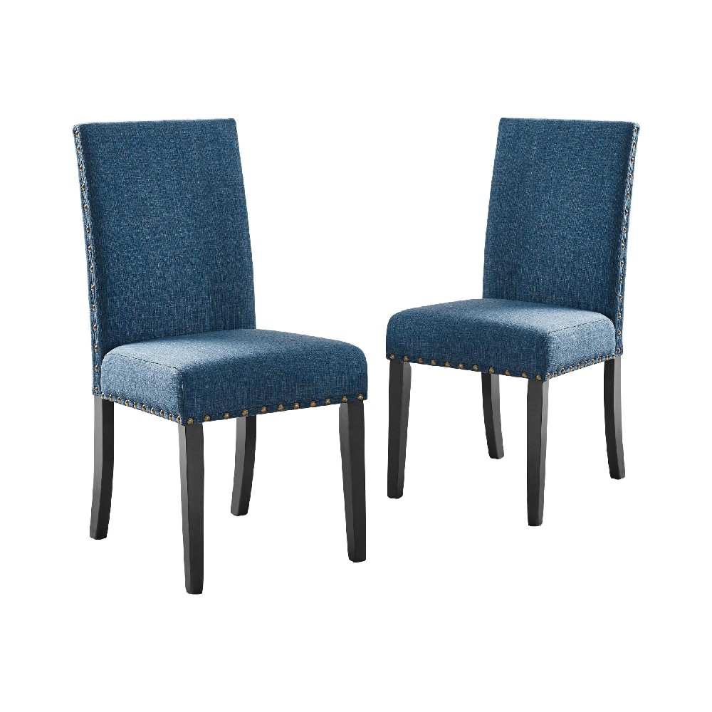 38 Inch Dining Chair With Nailhead Trim, Set Of 2, Blue