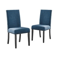 38 Inch Dining Chair With Nailhead Trim, Set Of 2, Blue