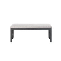 Gary 46 Inch Wood Bench, Fabric Seat, Ebony Brown