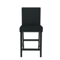 Kate 40 Inch Wooden Counter Height Chair With Velvet Seat, Set Of 2, Black