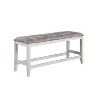 Jay 54 Inch Fabric Upholstered Counter Height Bench, White