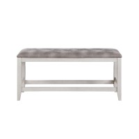 Jay 54 Inch Fabric Upholstered Counter Height Bench, White