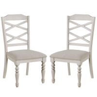 Katherine 38 Inch Side Chair With Fabric Seat, Set Of 2, White