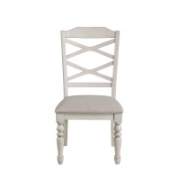 Katherine 38 Inch Side Chair With Fabric Seat, Set Of 2, White