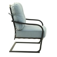 32 Inch Wynn Outdoor Metal Spring Chair, Set Of 2, Light Blue