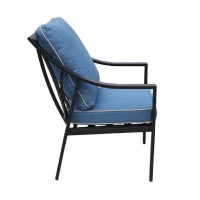 26 Inch Noe Outdoor Dining Chair With Cushion, Set Of 2, Blue