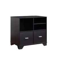 31 Inch File Cabinet Printer Stand Table With 2 Drawers, Dark Brown