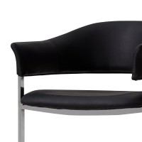 Ava Modern Dining Chair, Metal Cantilever Base, Black Faux Leather, Chrome