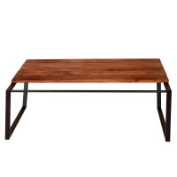 Dunawest 41.7 Inch Rectangular Coffee Table With Plank Style Top, Metal Frame, Brown And Black(D0102Hpy0Kv.)