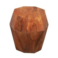 Dunawest 21.5 Inch Faceted Handcrafted Acacia Wood Side End Table With Octagonal Top, Brown(D0102Hpy0X7.)