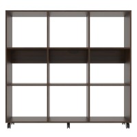 Dunawest 52.6 Inch Wooden Bookcase With 9 Open Compartments And Casters, Walnut Brown(D0102Hpyj2A.)