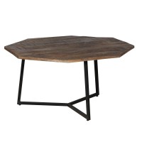The Urban Port 35, 28-Inch 2-Piece Nesting Coffee Table Set, Octagon Top, Mango Wood, Brown And Black