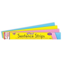 TREND Wipe-Off Sentence Strips, 24 X 3, Blue; Pink; Yellow, 30/Pack