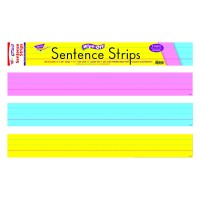 TREND Wipe-Off Sentence Strips, 24 X 3, Blue; Pink; Yellow, 30/Pack