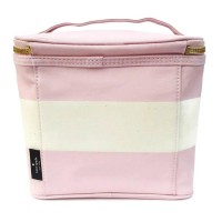 Kate Spade New York Insulated Lunch Tote, Small Lunch Cooler, Cute Lunch Bag for Women, Pink Thermal Bag with Double Zipper Close and Carrying Handle, Blush Rugby Stripe