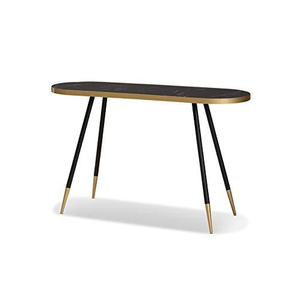 Baxton Studio Lauro Modern and Contemporary Black Faux Marble and Two-Tone Gold and Black Metal Console Table