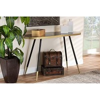 Baxton Studio Lauro Modern and Contemporary Black Faux Marble and Two-Tone Gold and Black Metal Console Table