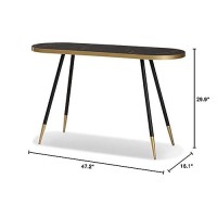 Baxton Studio Lauro Modern and Contemporary Black Faux Marble and Two-Tone Gold and Black Metal Console Table