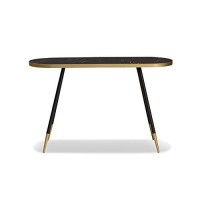 Baxton Studio Lauro Modern and Contemporary Black Faux Marble and Two-Tone Gold and Black Metal Console Table