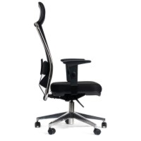 Cavilusa | Newnet Office Chair With Headrest - Ergonomic High-Back Desk Chair, Breathable Mesh & Fabric Computer Chair - Adjustable Lumbar Support, Chair Height & Arms - Black