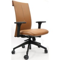 Cavilusa Leef Camel Leather Office Chair With Adjustable Lumbar And Hard Casters
