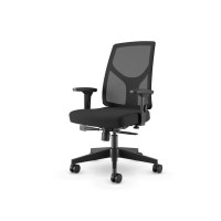 Cavilusa | Yon Office Chair - Mid-Back Ergonomic Desk Chair, Breathable Mesh & Fabric Computer Chair - Lumbar Support, Adjustable Chair Height & Arms With Tilt Lock - Black