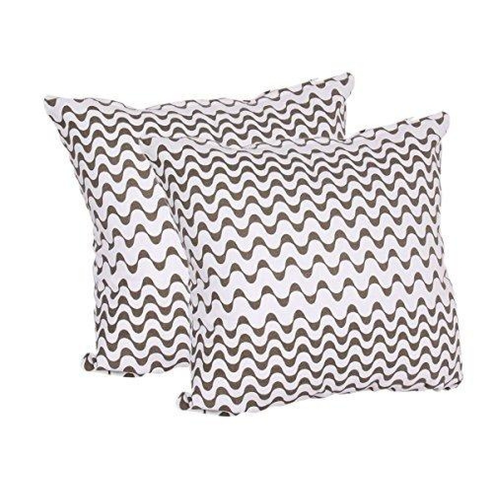 storeindya Decorative Cushion Throw Pillowcase Cover 16 x 16 inch (Wave Collection) Brown with Invisible Zipper Home Bedding D